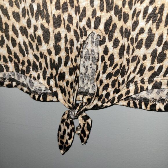 Ann Taylor Loft Linen Cheetah Animal Print Short Sleeve Tshirt Shirt Womens XS - Picture 6 of 11